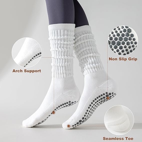 Anti-Slip Pilates Socks – Slouchy Scrunch Grip Socks for Yoga & Fitness - Image 2