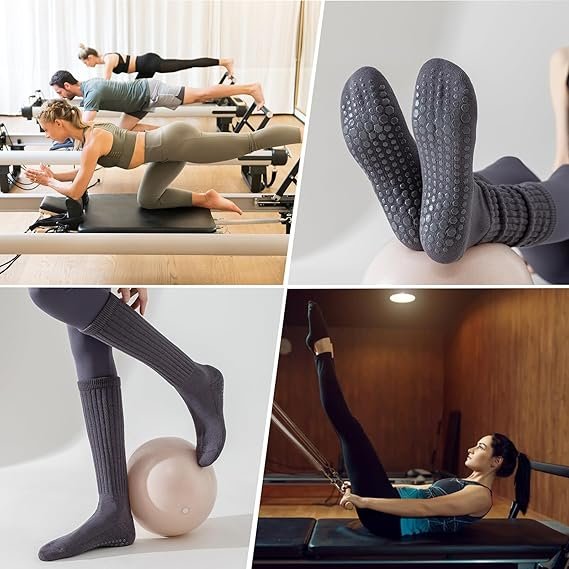 Anti-Slip Pilates Socks – Slouchy Scrunch Grip Socks for Yoga & Fitness - Image 5