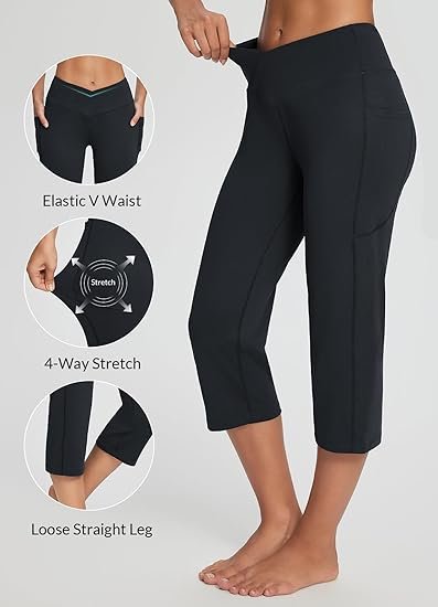 Women’s High Waist Capri Pants with Pockets – Wide Leg Workout - Image 3